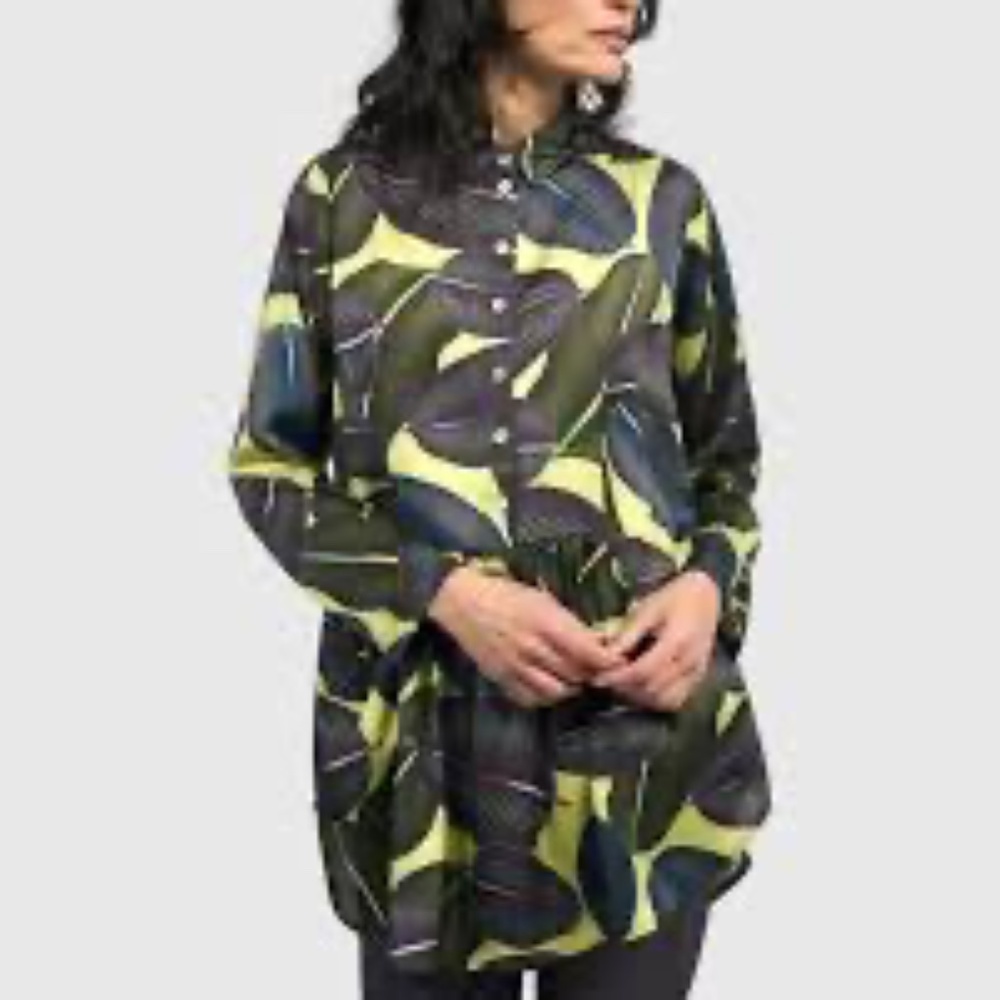 ALEMBIKA Leaves Babydoll Asymmetrical Tunic Size 6 (US 16/18)
